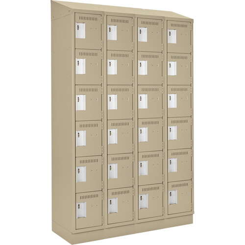 Clean Line Lockerette , 6 -tier, Bank of 4, 48" x 18" x 82", Steel, Beige, Rivet (Assembled) Par Equipment