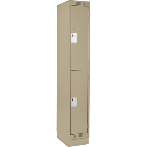 Clean Line Lockers, 2 -tier, 12" x 18" x 76", Steel, Beige, Rivet (Assembled) Par Equipment