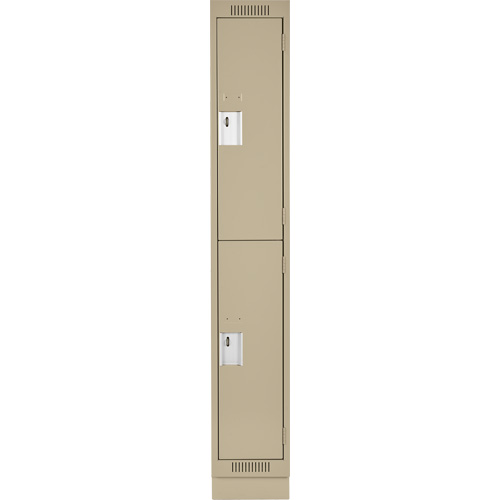 Clean Line Lockers, 2 -tier, 12" x 18" x 76", Steel, Beige, Rivet (Assembled) Par Equipment