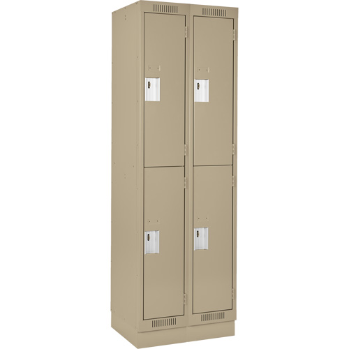 Clean Line Lockers, 2 -tier, Bank of 2, 24" x 18" x 76", Steel, Beige, Rivet (Assembled) Par Equipment