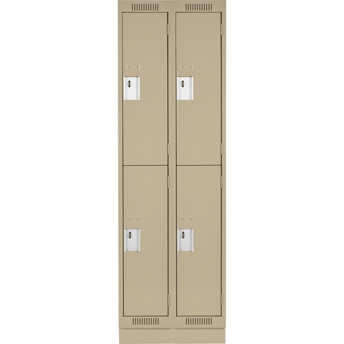 Clean Line Lockers, 2 -tier, Bank of 2, 24" x 18" x 76", Steel, Beige, Rivet (Assembled) Par Equipment