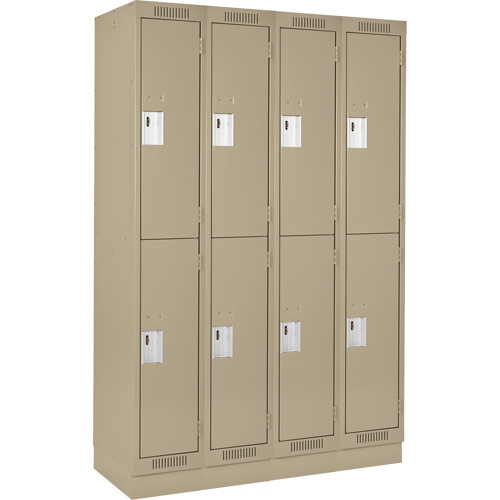 Clean Line Lockers, 2 -tier, Bank of 4, 48" x 18" x 76", Steel, Beige, Rivet (Assembled) Par Equipment