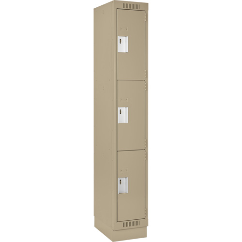 Casiers Clean Line, 3 niveaux, 12" x 18" x 76", Acier, Beige, Rivet (assembl&eacute;) Par Equipment