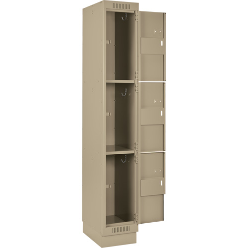 Clean Line Lockers, 3 -tier, Bank of 3, 36" x 18" x 76", Steel, Beige, Rivet (Assembled) Par Equipment