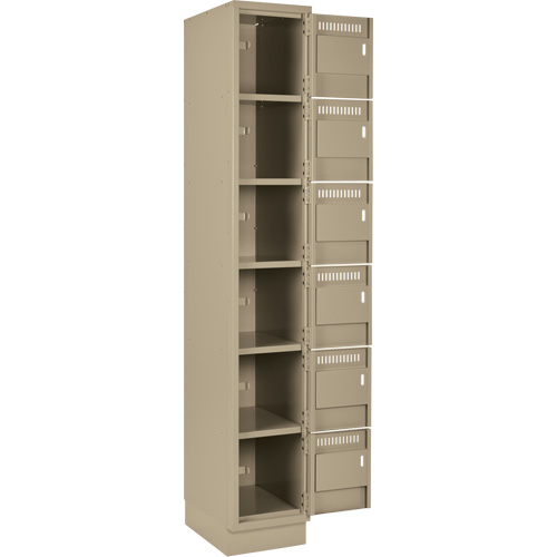 Clean Line Lockerette, 6 -tier, Bank of 4, 48" x 18" x 76", Steel, Beige, Rivet (Assembled) Par Equipment