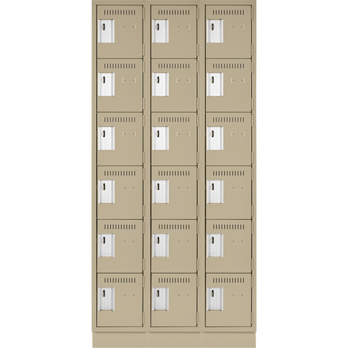 Clean Line Lockerette, 6 -tier, Bank of 3, 36" x 18" x 76", Steel, Beige, Rivet (Assembled) Par Equipment