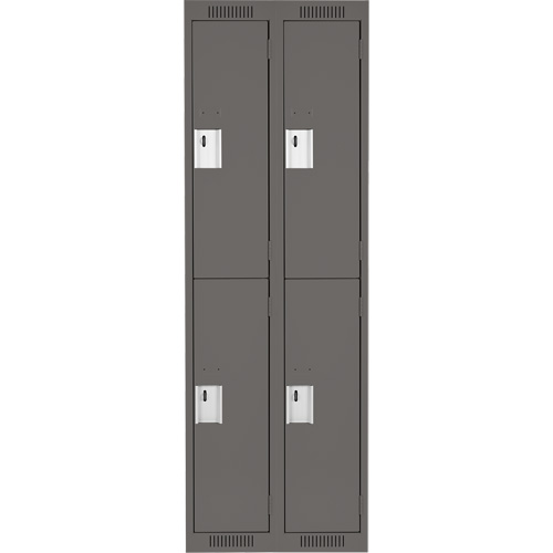 Clean Line Lockers, 2 -tier, Bank of 2, 24" x 18" x 72", Steel, Charcoal, Rivet (Assembled) Par Equipment