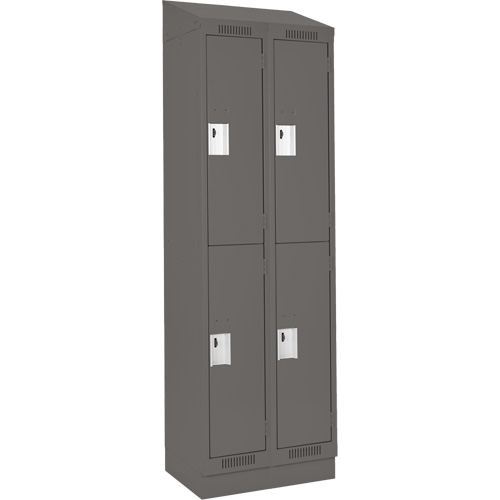 Clean Line Lockers, 2 -tier, Bank of 2, 24" x 18" x 82", Steel, Charcoal, Rivet (Assembled) Par Equipment