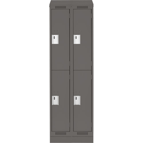 Clean Line Lockers, 2 -tier, Bank of 2, 24" x 18" x 82", Steel, Charcoal, Rivet (Assembled) Par Equipment