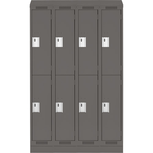 Clean Line Lockers, 2 -tier, Bank of 4, 48" x 18" x 82", Steel, Charcoal, Rivet (Assembled) Par Equipment