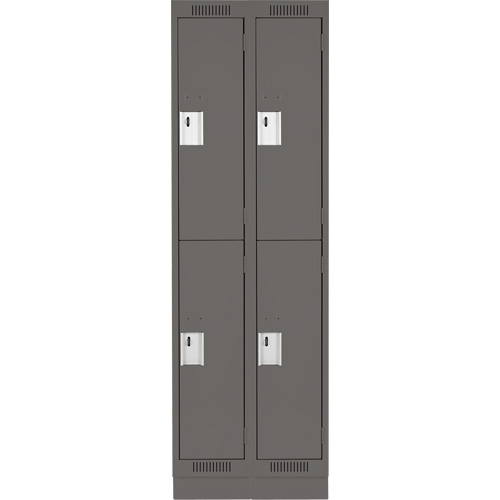 Clean Line Lockers, 2 -tier, Bank of 2, 24" x 18" x 76", Steel, Charcoal, Rivet (Assembled) Par Equipment
