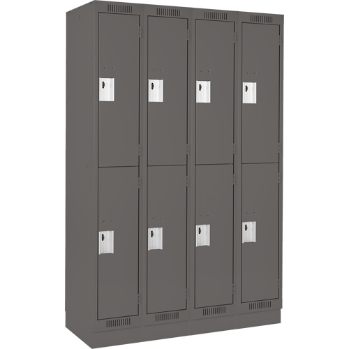 Clean Line Lockers, 2 -tier, Bank of 4, 48" x 18" x 76", Steel, Charcoal, Rivet (Assembled) Par Equipment