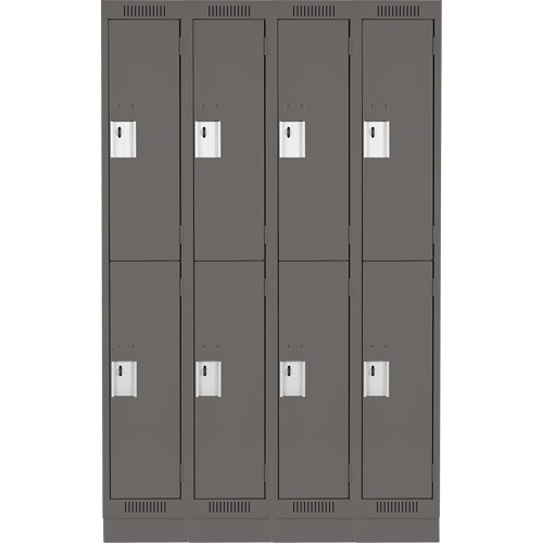 Clean Line Lockers, 2 -tier, Bank of 4, 48" x 18" x 76", Steel, Charcoal, Rivet (Assembled) Par Equipment