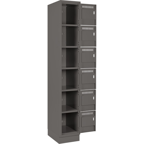 Clean Line Lockerette, 6 -tier, Bank of 4, 48" x 18" x 76", Steel, Charcoal, Rivet (Assembled) Par Equipment