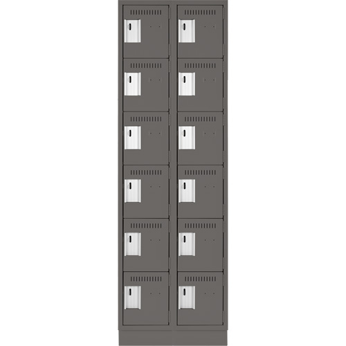 Clean Line Lockerette, 6 -tier, Bank of 2, 24" x 18" x 76", Steel, Charcoal, Rivet (Assembled) Par Equipment