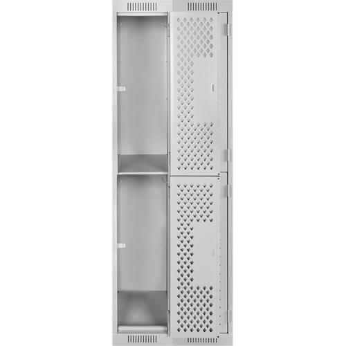 Clean Line Lockers, 2 -tier, Bank of 2, 24" x 15" x 72", Steel, Grey, Rivet (Assembled), Perforated Par Equipment