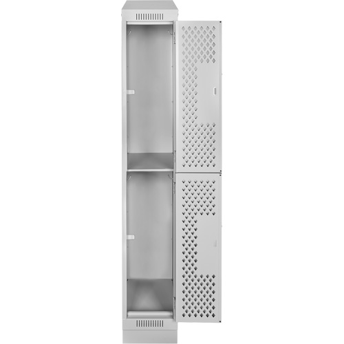 Clean Line Lockers, 2 -tier, 12" x 15" x 82", Steel, Grey, Rivet (Assembled), Perforated Par Equipment
