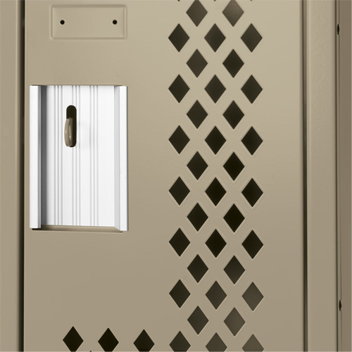Clean Line Lockers, 2 -tier, Bank of 3, 36" x 15" x 72", Steel, Beige, Rivet (Assembled), Perforated Par Equipment