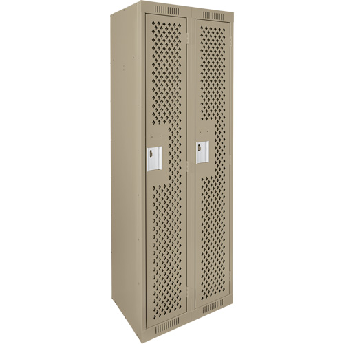 Clean Line Lockers, Bank of 2, 24" x 15" x 72", Steel, Beige, Rivet (Assembled), Perforated Par Equipment