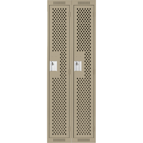 Clean Line Lockers, Bank of 2, 24" x 15" x 72", Steel, Beige, Rivet (Assembled), Perforated Par Equipment