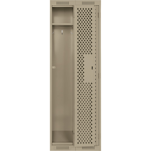 Clean Line Lockers, Bank of 2, 24" x 15" x 72", Steel, Beige, Rivet (Assembled), Perforated Par Equipment