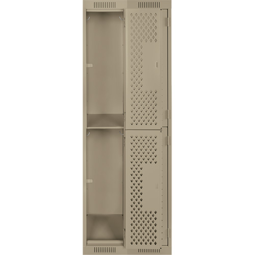 Clean Line Lockers, 2 -tier, Bank of 2, 24" x 15" x 72", Steel, Beige, Rivet (Assembled), Perforated Par Equipment