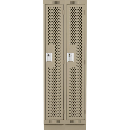 Clean Line Lockers, Bank of 2, 24" x 12" x 76", Steel, Beige, Rivet (Assembled), Perforated Par Equipment