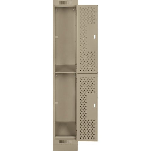 Casiers Clean Line, 2 niveaux, 12" x 12" x 76", Acier, Beige, Rivet (assembl&eacute;), Perfor&eacute; Par Equipment