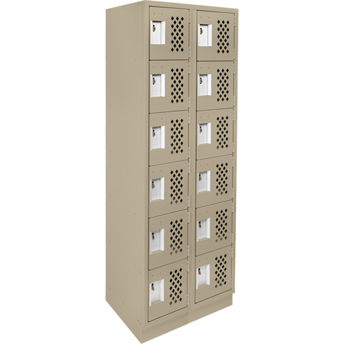 Assembled Lockerettes Clean Line Perforated Economy Lockers, 6 -tier, Bank of 2, 18" x 72" x 12", Steel Par Equipment