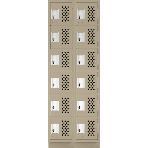 Assembled Lockerettes Clean Line Perforated Economy Lockers, 6 -tier, Bank of 2, 18" x 72" x 12", Steel Par Equipment