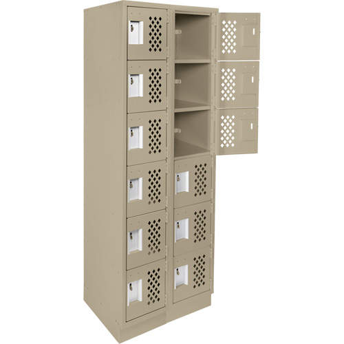 Assembled Lockerettes Clean Line Perforated Economy Lockers, 6 -tier, Bank of 2, 18" x 72" x 12", Steel Par Equipment