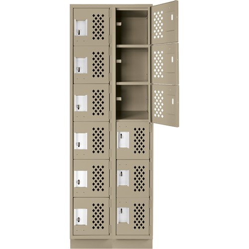 Assembled Lockerettes Clean Line Perforated Economy Lockers, 6 -tier, Bank of 2, 18" x 72" x 12", Steel Par Equipment