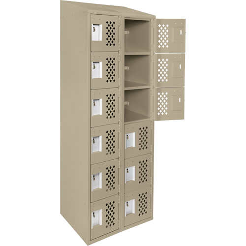 Assembled Lockerettes Clean Line Perforated Economy Lockers, 6 -tier, Bank of 2, 18" x 72" x 12", Steel Par Equipment