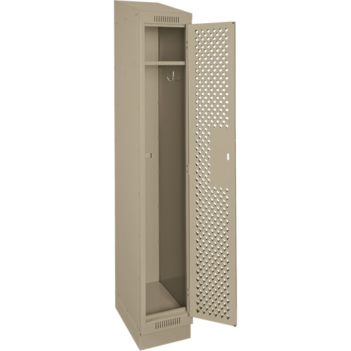 Clean Line Lockers, 12" x 12" x 82", Steel, Beige, Rivet (Assembled), Perforated Par Equipment