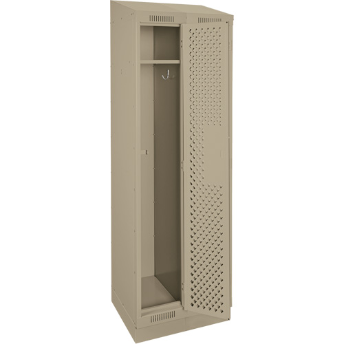 Clean Line Lockers, Bank of 2, 24" x 18" x 82", Steel, Beige, Rivet (Assembled), Perforated Par Equipment
