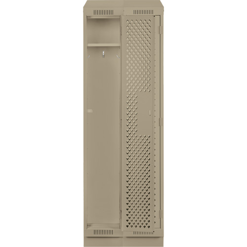 Clean Line Lockers, Bank of 2, 24" x 18" x 82", Steel, Beige, Rivet (Assembled), Perforated Par Equipment