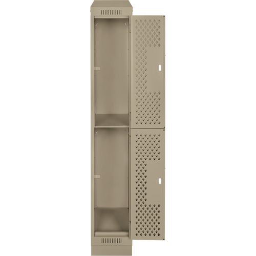 Clean Line Lockers, 2 -tier, 12" x 12" x 82", Steel, Beige, Rivet (Assembled), Perforated Par Equipment