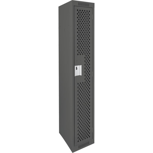 Clean Line Lockers, 12" x 12" x 72", Steel, Charcoal, Rivet (Assembled), Perforated Par Equipment