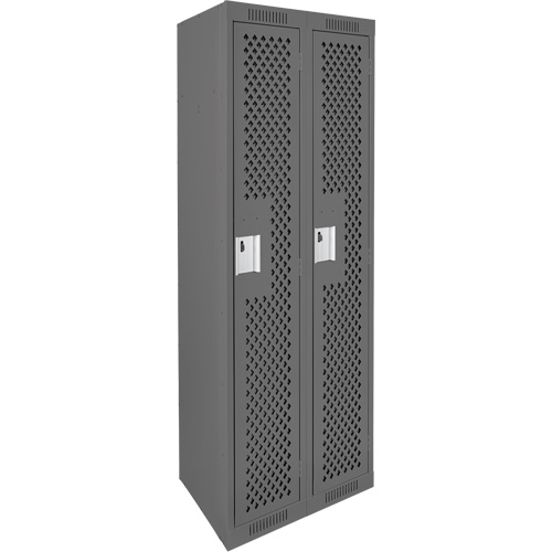 Clean Line Lockers, Bank of 2, 24" x 15" x 72", Steel, Charcoal, Rivet (Assembled), Perforated Par Equipment