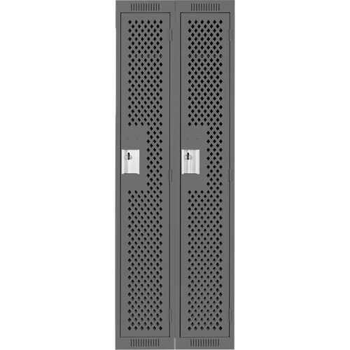 Clean Line Lockers, Bank of 2, 24" x 15" x 72", Steel, Charcoal, Rivet (Assembled), Perforated Par Equipment