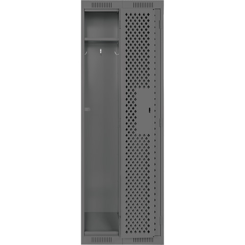 Clean Line Lockers, Bank of 2, 24" x 15" x 72", Steel, Charcoal, Rivet (Assembled), Perforated Par Equipment