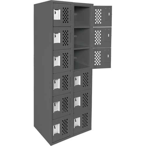 Clean-Line Perforated Lockerette, 6 -tier, Bank of 2, 15" x 72" x 12", Steel Par Equipment