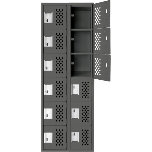 Clean-Line Perforated Lockerette, 6 -tier, Bank of 2, 15" x 72" x 12", Steel Par Equipment