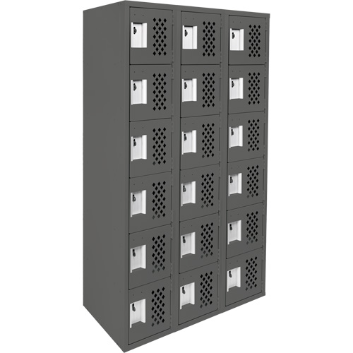 Clean-Line Perforated Lockerette, 6 -tier, Bank of 3, 15" x 72" x 12", Steel Par Equipment