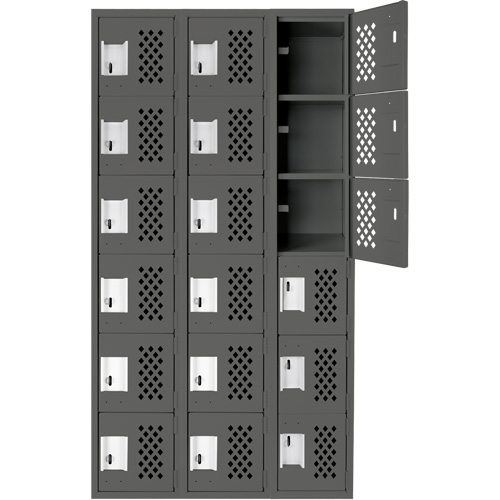 Clean-Line Perforated Lockerette, 6 -tier, Bank of 3, 15" x 72" x 12", Steel Par Equipment