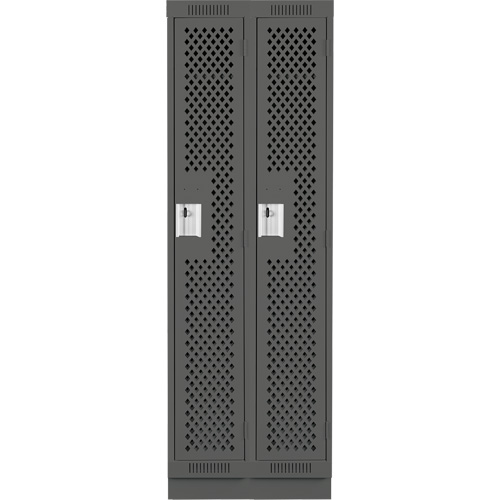 Clean Line Lockers, Bank of 2, 24" x 12" x 76", Steel, Charcoal, Rivet (Assembled), Perforated Par Equipment