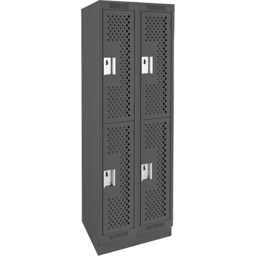 Casiers Clean Line, 2 niveaux, Bloc de 2, 24" x 12" x 76", Acier, Charbon, Rivet (assembl&eacute;), Perfor&eacute; Par Equipment