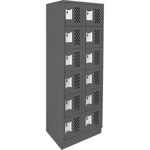 Assembled Lockerettes Clean Line Perforated Economy Lockers, 6 -tier, Bank of 2, 18" x 72" x 12", Steel Par Equipment