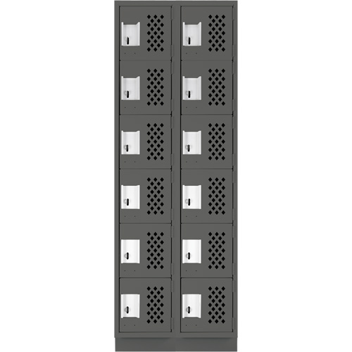 Assembled Lockerettes Clean Line Perforated Economy Lockers, 6 -tier, Bank of 2, 18" x 72" x 12", Steel Par Equipment