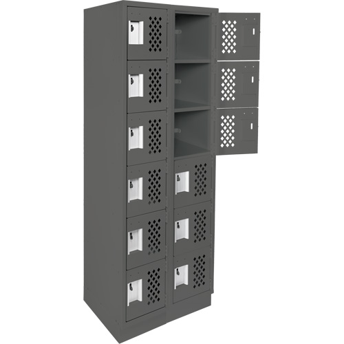 Assembled Lockerettes Clean Line Perforated Economy Lockers, 6 -tier, Bank of 2, 18" x 72" x 12", Steel Par Equipment